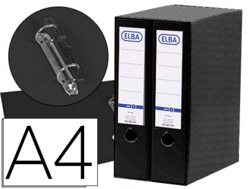 Modulo elba 2 pasta de arquivo de alavanca din a4 com rado 2 aneis preto lombada de 80 mm , Elba , 150311 , 8427291123782